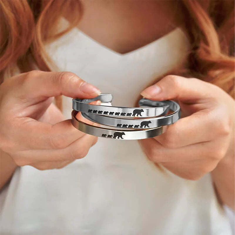 For Mom - The love between mama bear and baby bear is forever Cuff Bracelet