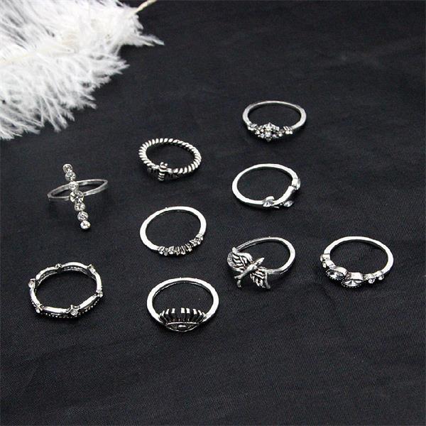 Birds Leaf Rings Bundle - 9PCs-37bracelet