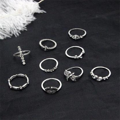 Birds Leaf Rings Bundle - 9PCs-37bracelet