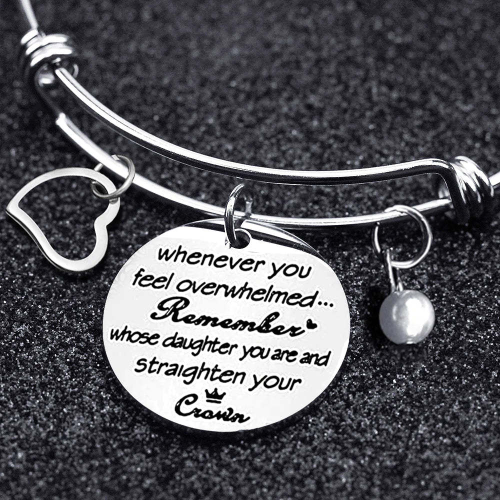 For Daughter - Whenever You Feel Overwhelmed...Crown Bangle-37bracelet