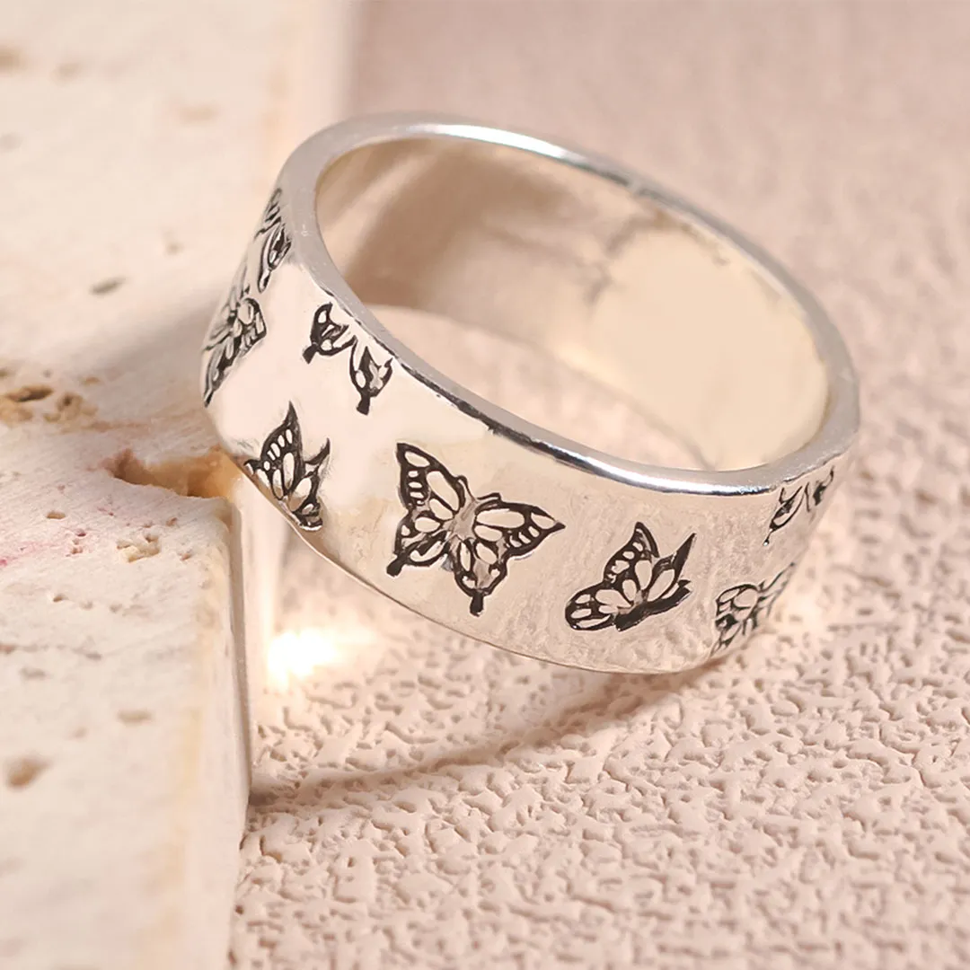 For Memorial - They Fly With Us Every Day Butterfly Ring