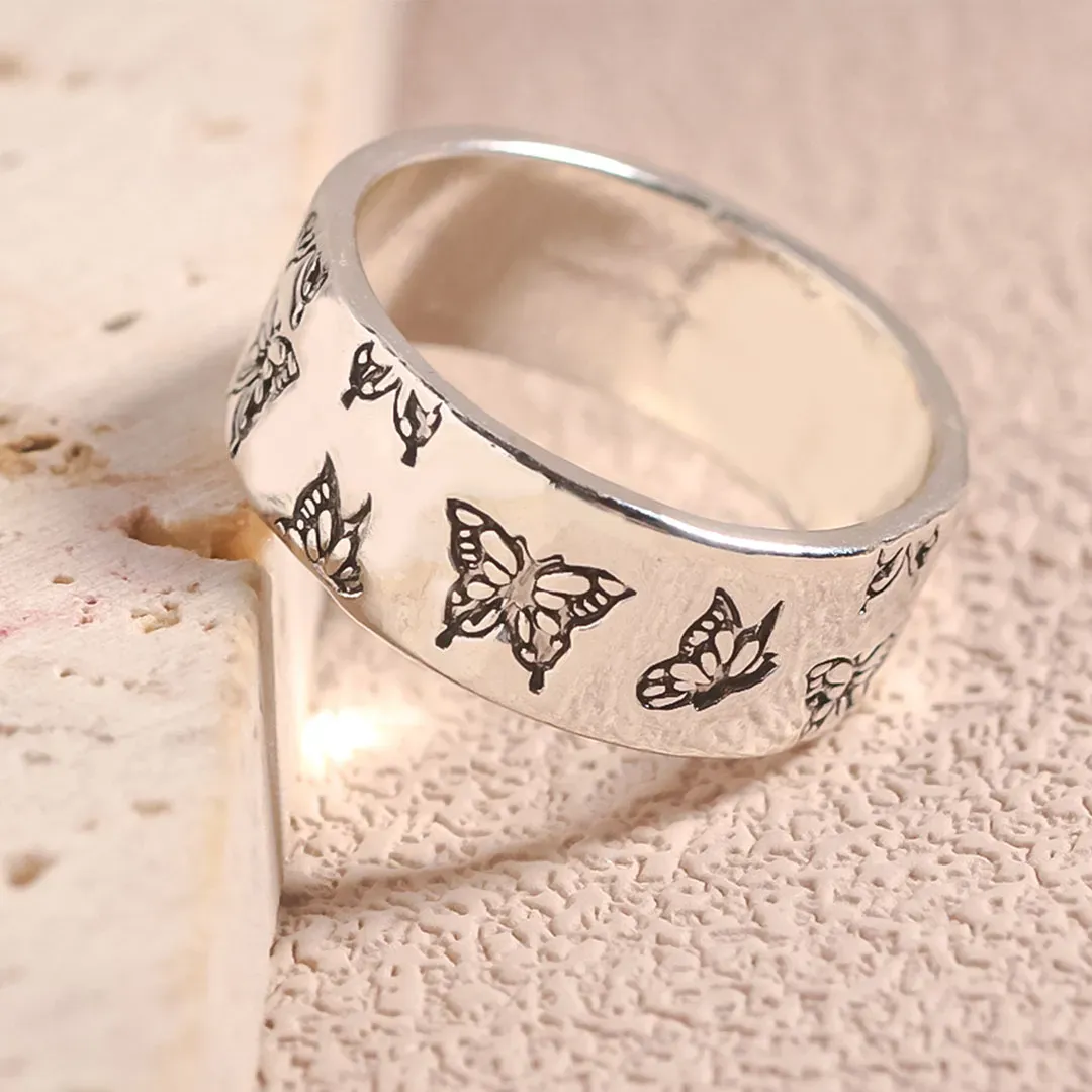 For Memorial - They Fly With Us Every Day Butterfly Ring