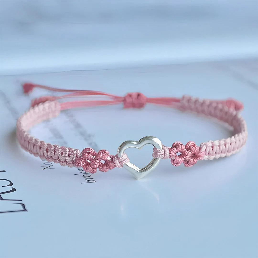 For Daughter - Mother And Daughter A Link That Can Never Be Undone Heart Peach Bracelet-37bracelet
