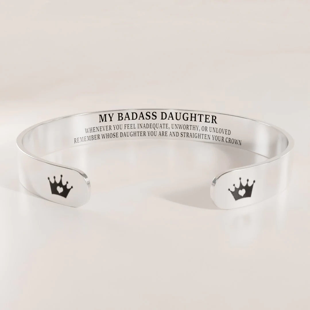 For Daughter - Remember Whose Daughter You Are  And Straighten Your Crown Cuff Bracelet-37bracelet