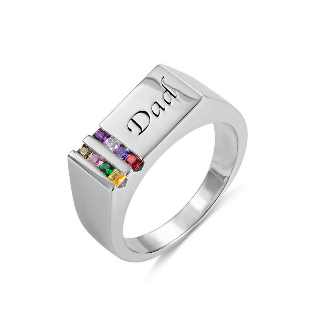 For Father-Custom Birthstones Dad Ring