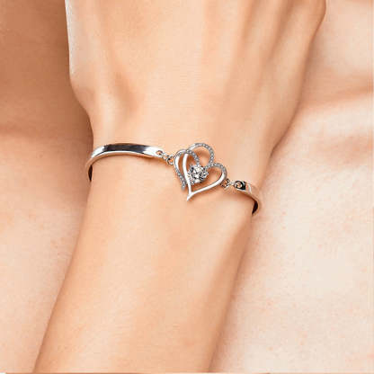 For Grandma - Grandmother & Granddaughter Forever Linked Together Double Heart Diamond Bracelet