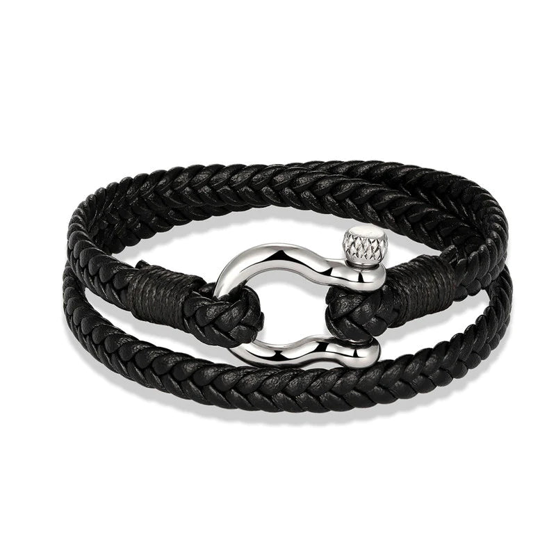 For Grandson - Grandmother And Grandson Forever Linked Together Leather Bracelet-37bracelet
