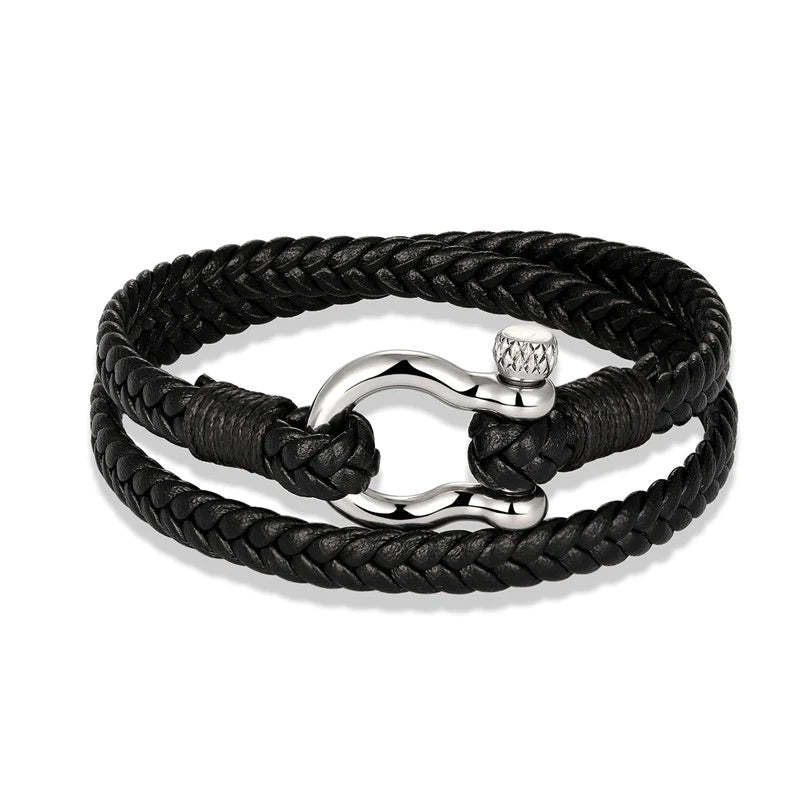 For Grandson - Grandmother And Grandson Forever Linked Together Leather Bracelet-37bracelet