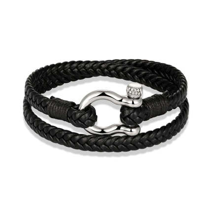 For Grandson - Grandmother And Grandson Forever Linked Together Leather Bracelet-37bracelet