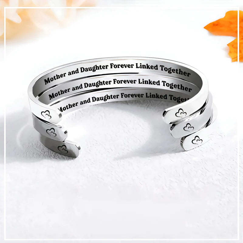 Mother and Daughter Forever Linked Together Double Hearts Cuff Bracelet