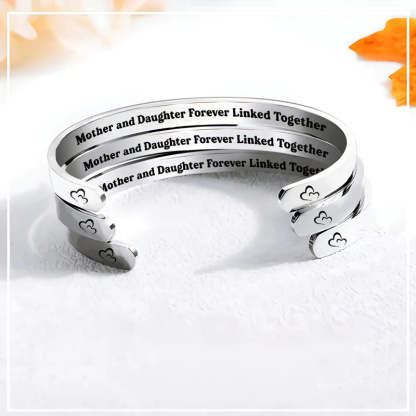 Mother and Daughter Forever Linked Together Double Hearts Cuff Bracelet