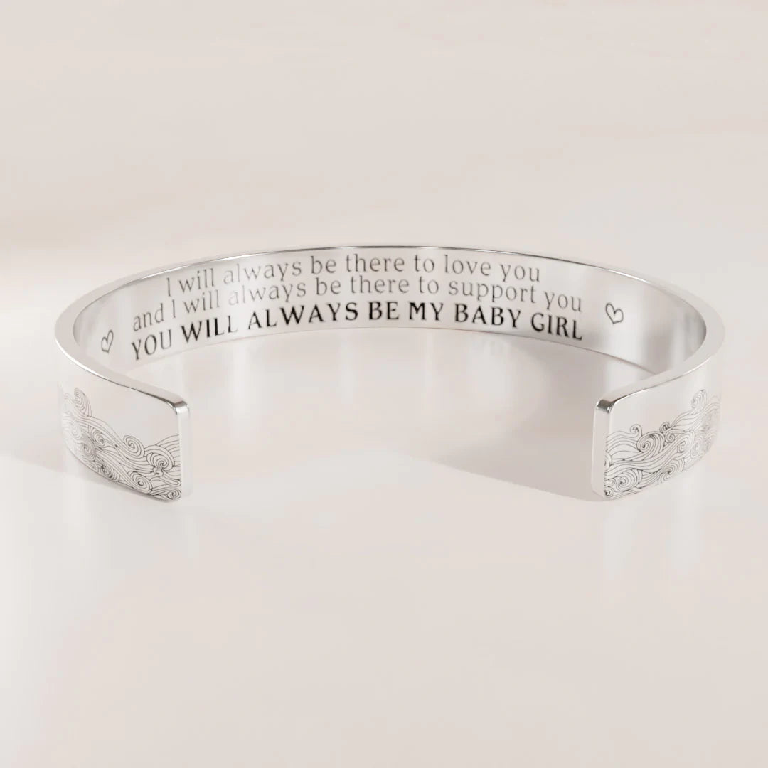 You Will Always Be My Baby Girl Wave Cuff Bracelet