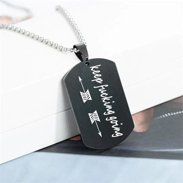 Keep F Going Arrow Pendant Necklace
