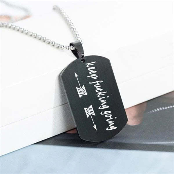 Keep F Going Arrow Pendant Necklace