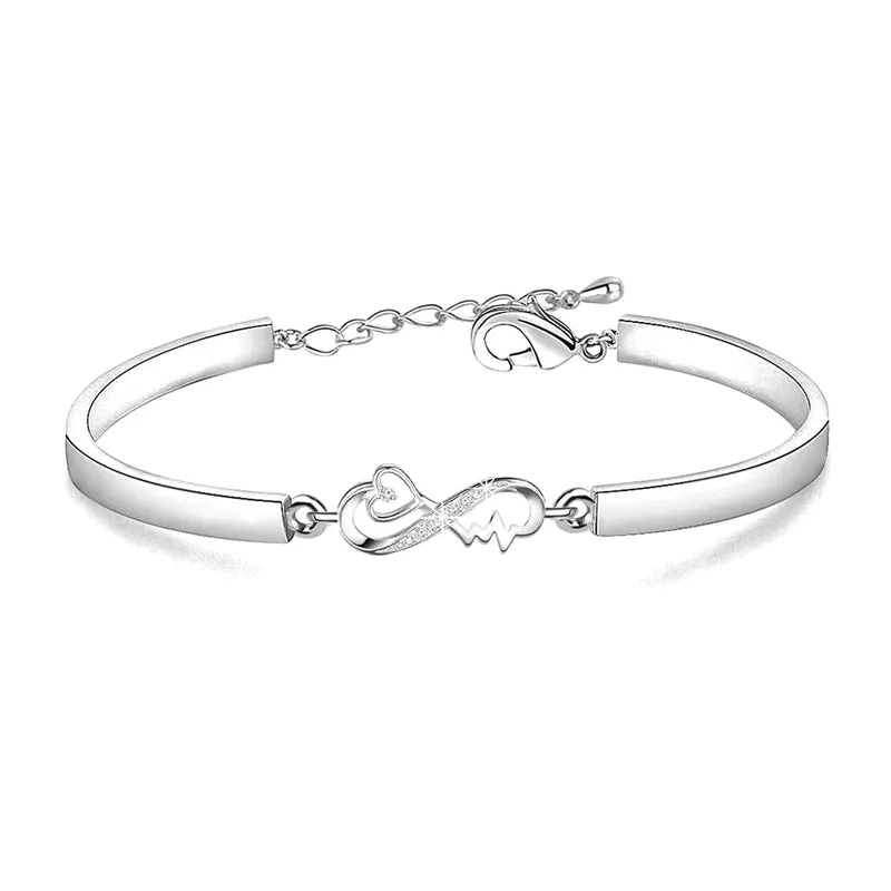 For Mother/Daughter - Never Truly Apart Infinity Heartbeat Bracelet