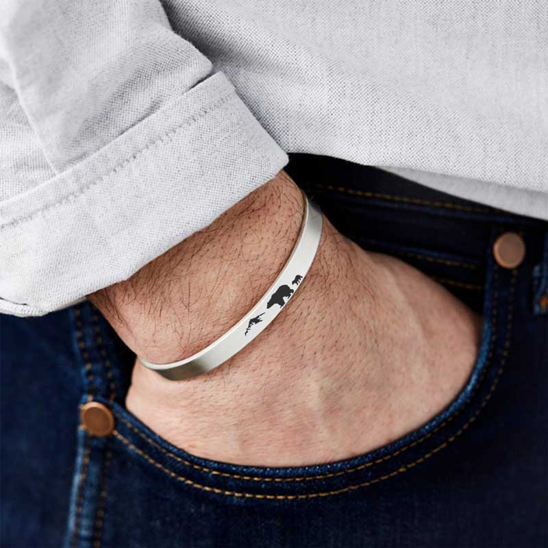 For Dad - Papa Bear Mountain Cuff Bracelet-37bracelet
