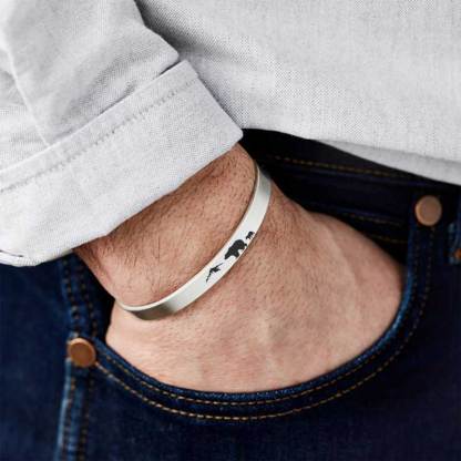 For Dad - Papa Bear Mountain Cuff Bracelet-37bracelet