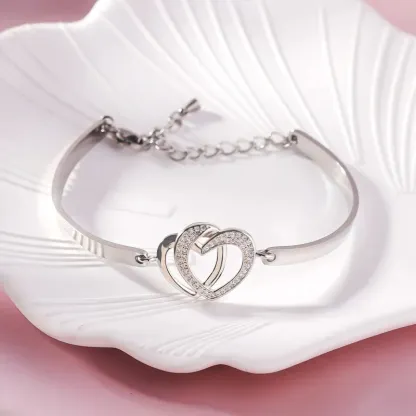 For Unbiological Daughter - We Are Forever Linked Together And Always Will Be Double Heart Bracelet