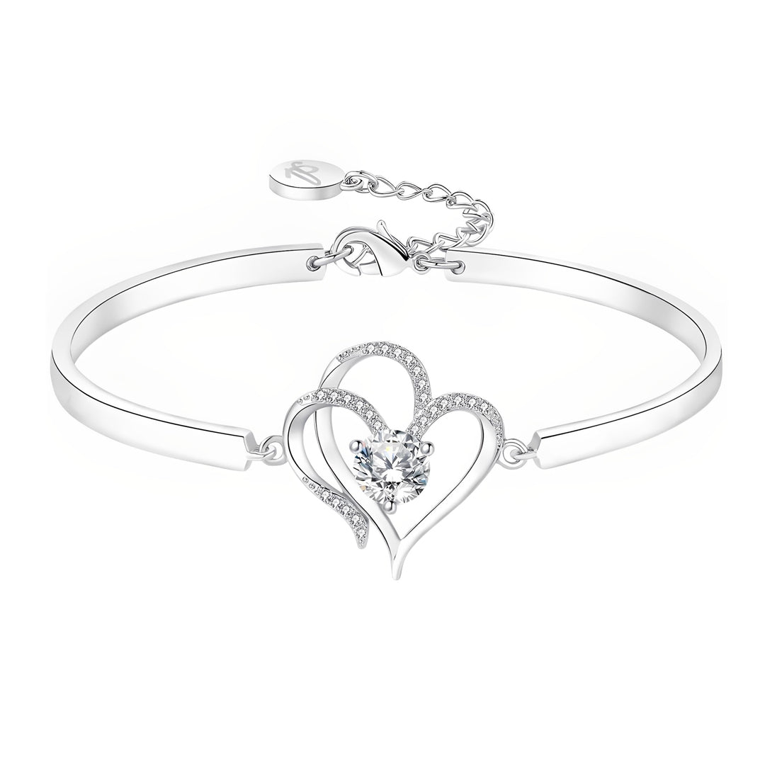 For Anyone - Two Hearts That Beat As One Double Heart Diamond Bracelet-37bracelet