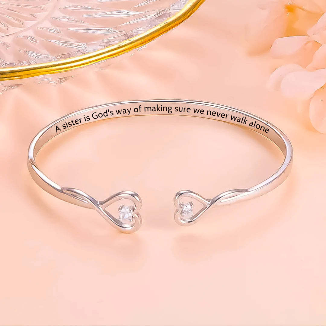 For Sister - A Sister Is God's Way Of Making Sure We Never Walk Alone Heart Bracelet