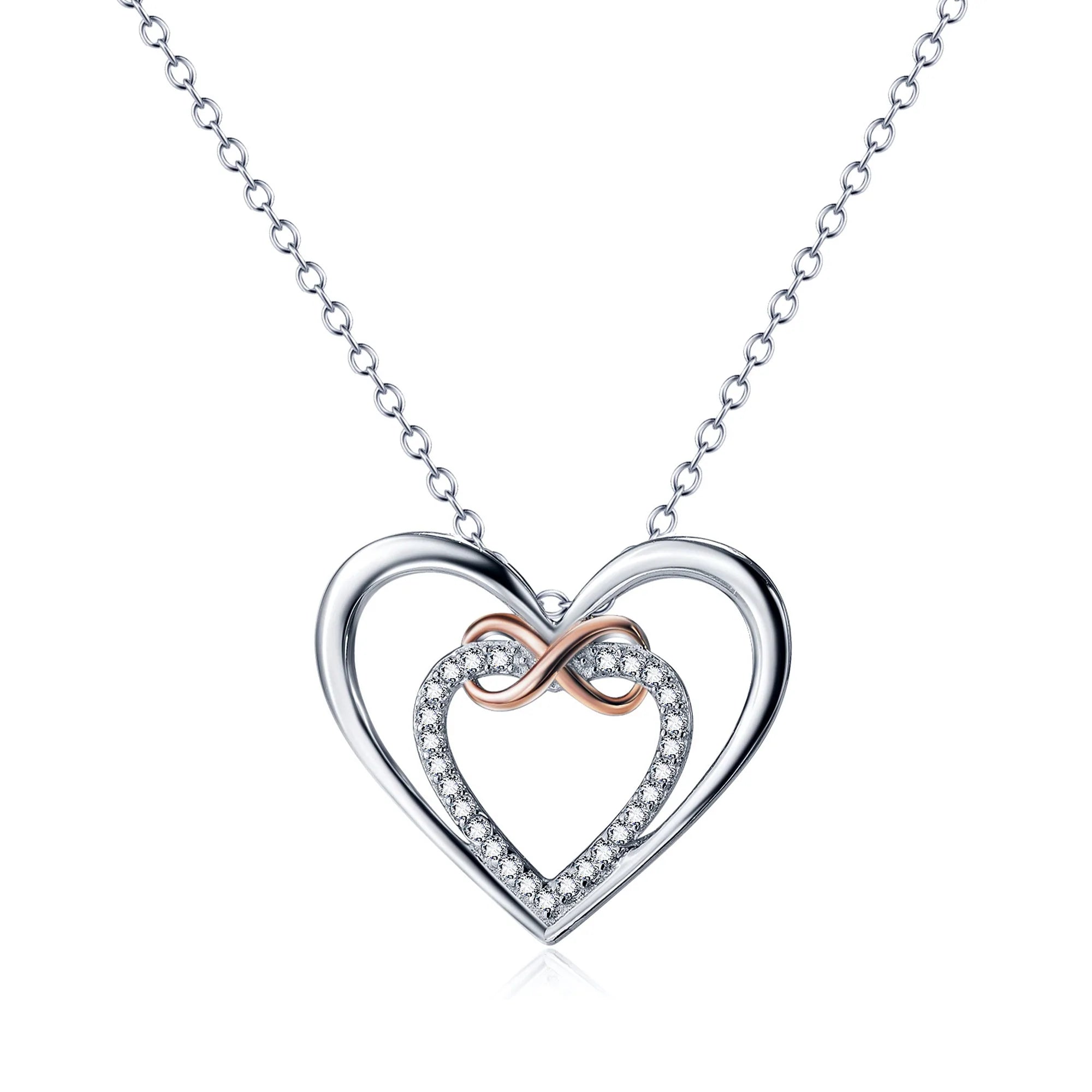 For Granddaughter - S925 Always Keep Me in Your Heart for You are Always in Mine Two hearts Infinity Necklace-37bracelet