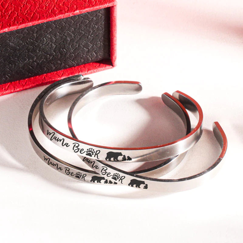 For Mom - Mama Bear And Little Bears Cuff Bracelet