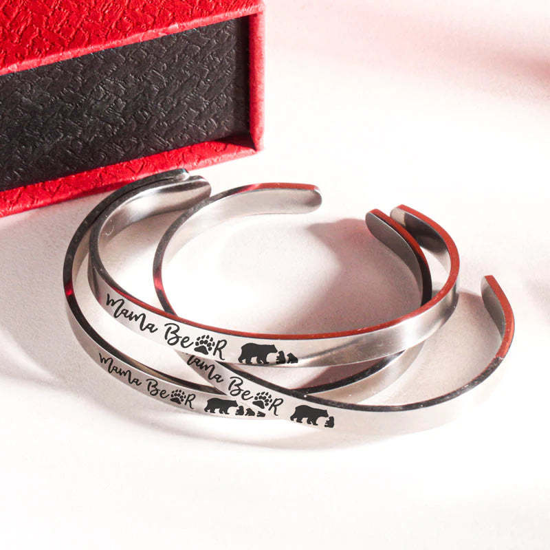 For Mom - Mama Bear And Little Bears Cuff Bracelet