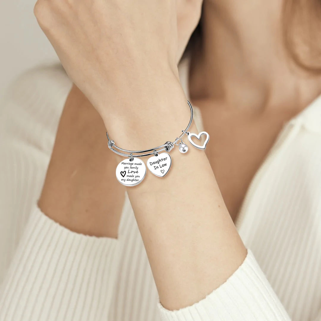 For Daughter-in-law - Marriage Made You Family Love Made You My Daughter Bangle Bracelet-37bracelet