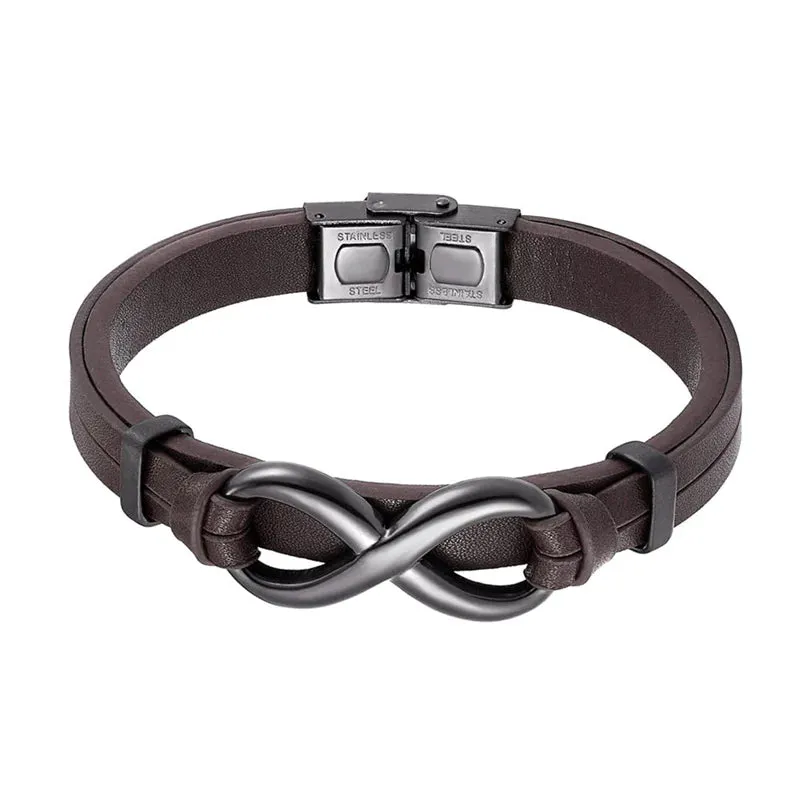 For Son - Mother & Son Forever Linked Together Infinity Leather Bracelet