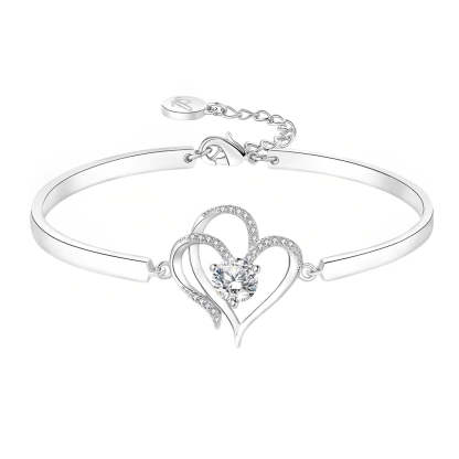 For Daughter - I Will Always Carry You In My Heart Double Heart Bracelet-37bracelet