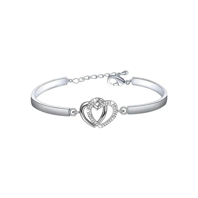 For Unbiological Daughter - We Are Forever Linked Together And Always Will Be Double Heart Bracelet