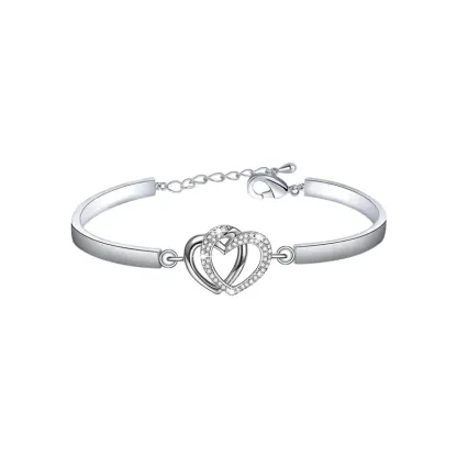 For Unbiological Daughter - We Are Forever Linked Together And Always Will Be Double Heart Bracelet