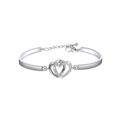 Mother & Daughter Forever Linked Together Heart to Heart Bracelet