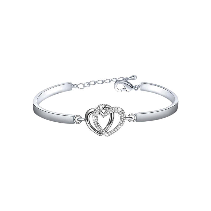 For Daughter - We’re Always Bonded By Heart Double Heart Bracelet-37bracelet