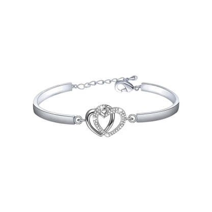 For Daughter - We’re Always Bonded By Heart Double Heart Bracelet-37bracelet