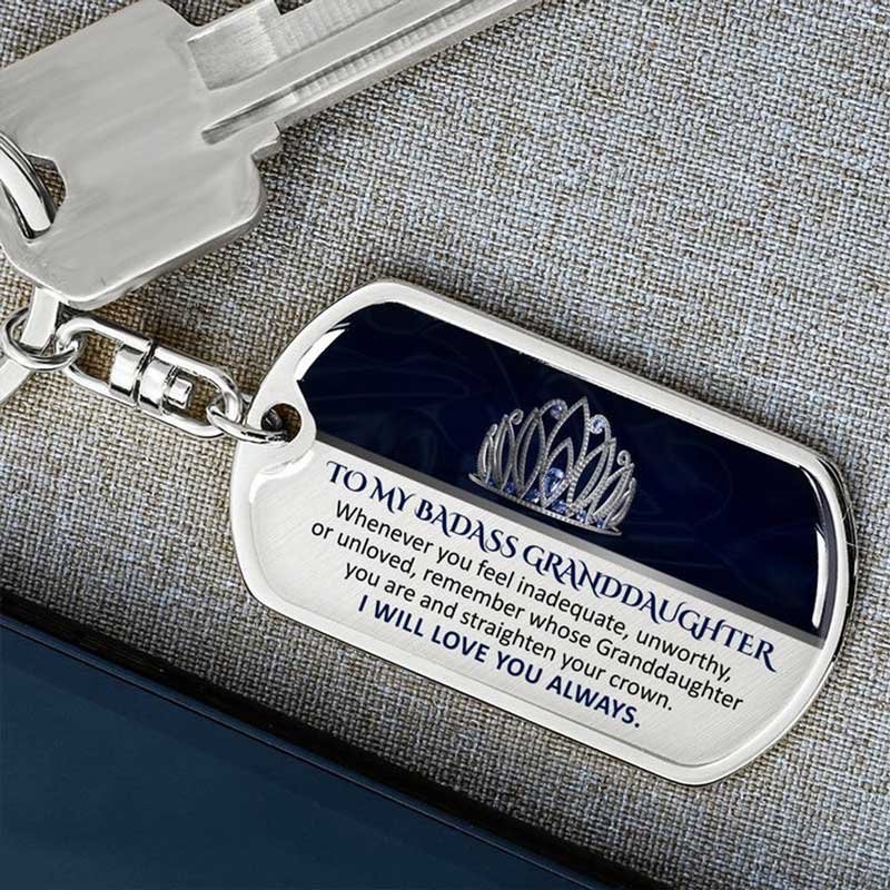 For Granddaughter - I Will Love You Always Crown Keychain