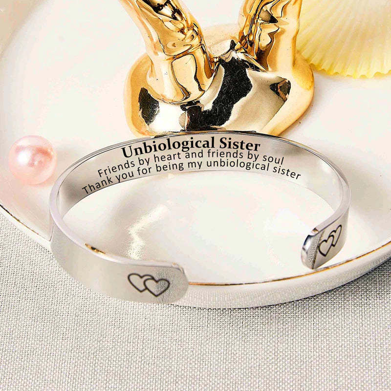 For Friend - Thank You For Being My Unbiological Sister Double Heart Bracelet-37bracelet