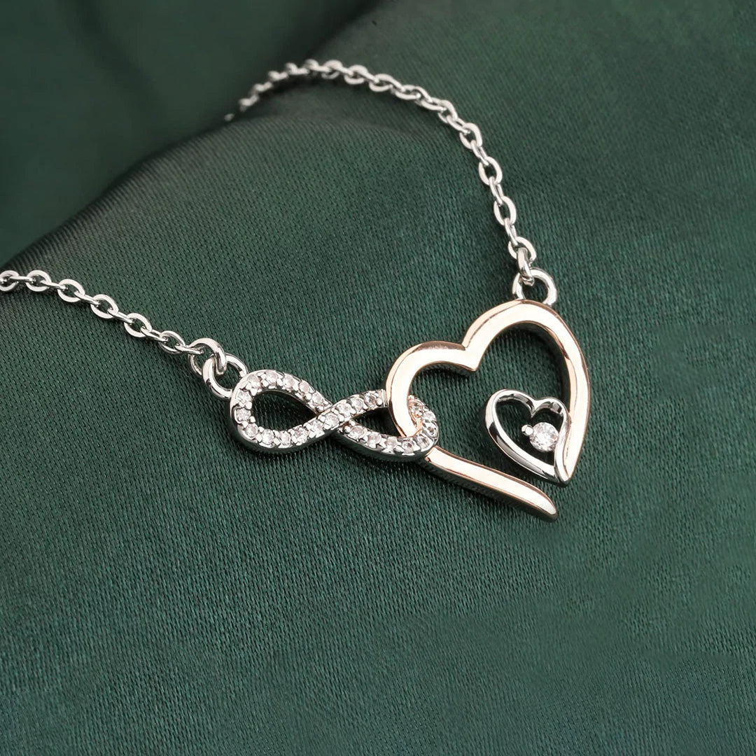 For Daughter - S925 Always Keep Me in Your Heart for You are Always in Mine Infinity Double Heart Necklace-37bracelet