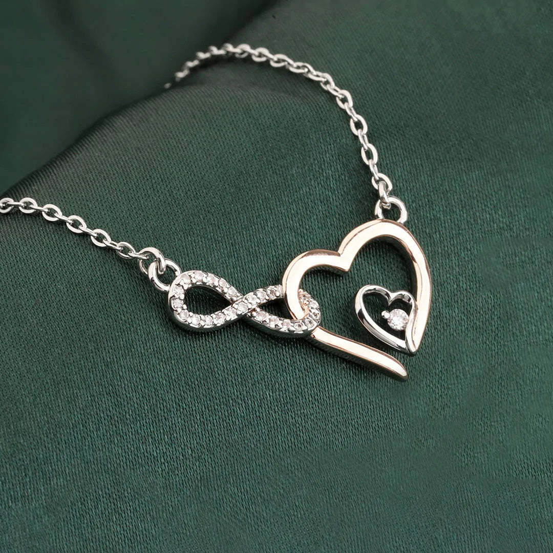 For Daughter - S925 Always Keep Me in Your Heart for You are Always in Mine Infinity Double Heart Necklace-37bracelet
