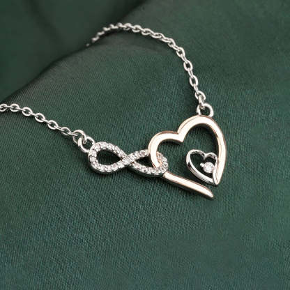 For Daughter - S925 Always Keep Me in Your Heart for You are Always in Mine Infinity Double Heart Necklace-37bracelet