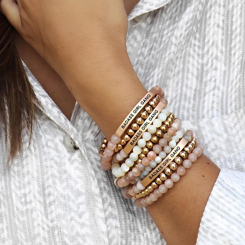 For Friend - Thank You For Being A Part Of My Badass Girl Gang Bead Lettering Bracelet