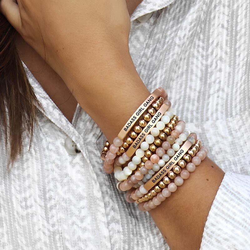For Friend - Thank You For Being A Part Of My Badass Girl Gang Bead Lettering Bracelet