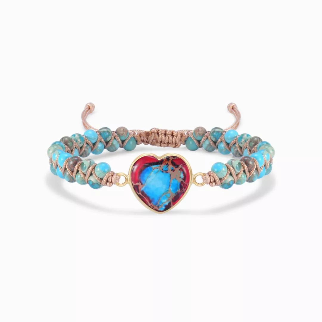 For Daughter-In-Law - You Are Also My Daughter-In-Heart Beaded Jasper Heart Bracelet-37bracelet