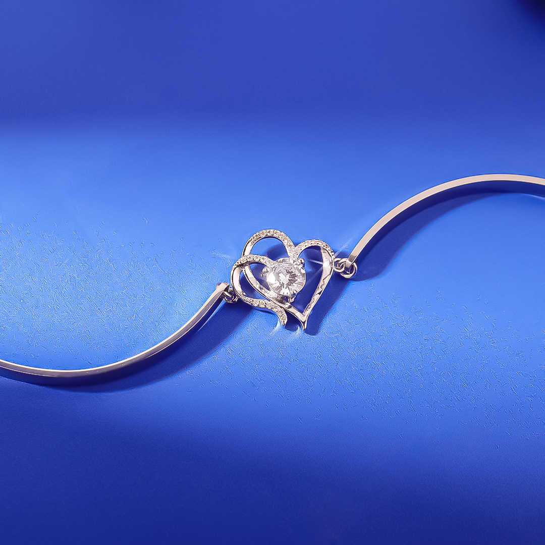 For Grandma - Grandmother & Granddaughter Forever Linked Together Double Heart Diamond Bracelet