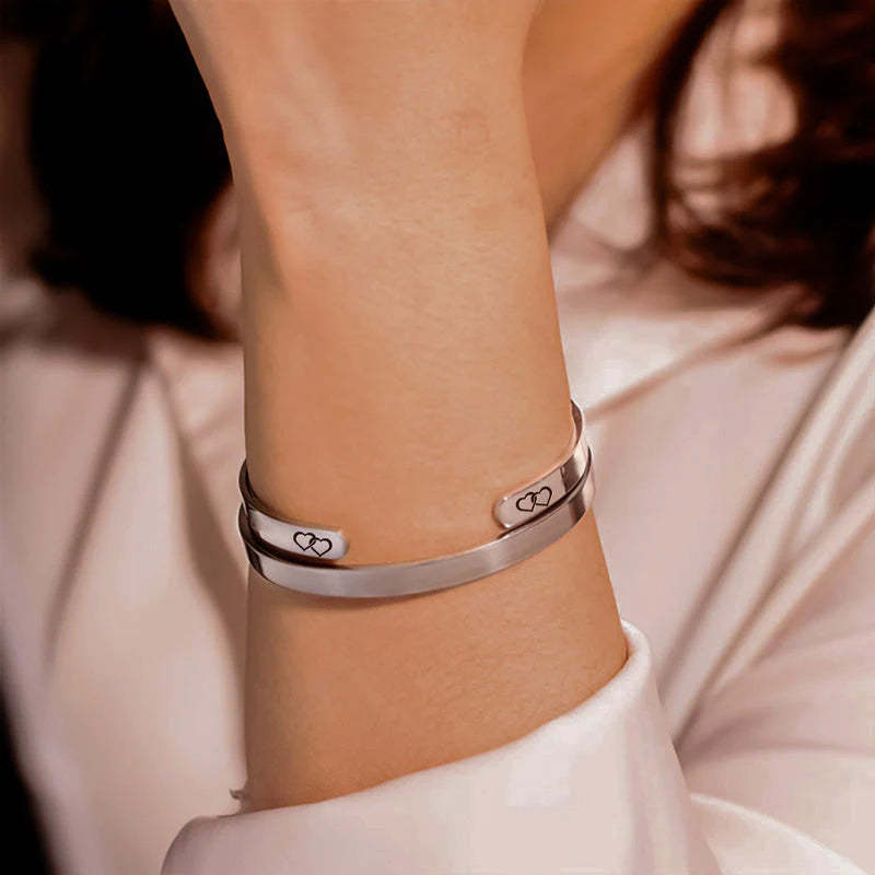 For Daughter - Mother & Daughter A link Can Never Be Undone Double Heart Bracelet-37bracelet
