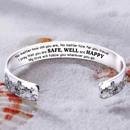 I Pray You Safe, Well And Happy Wave Cuff Bracelet-37bracelet
