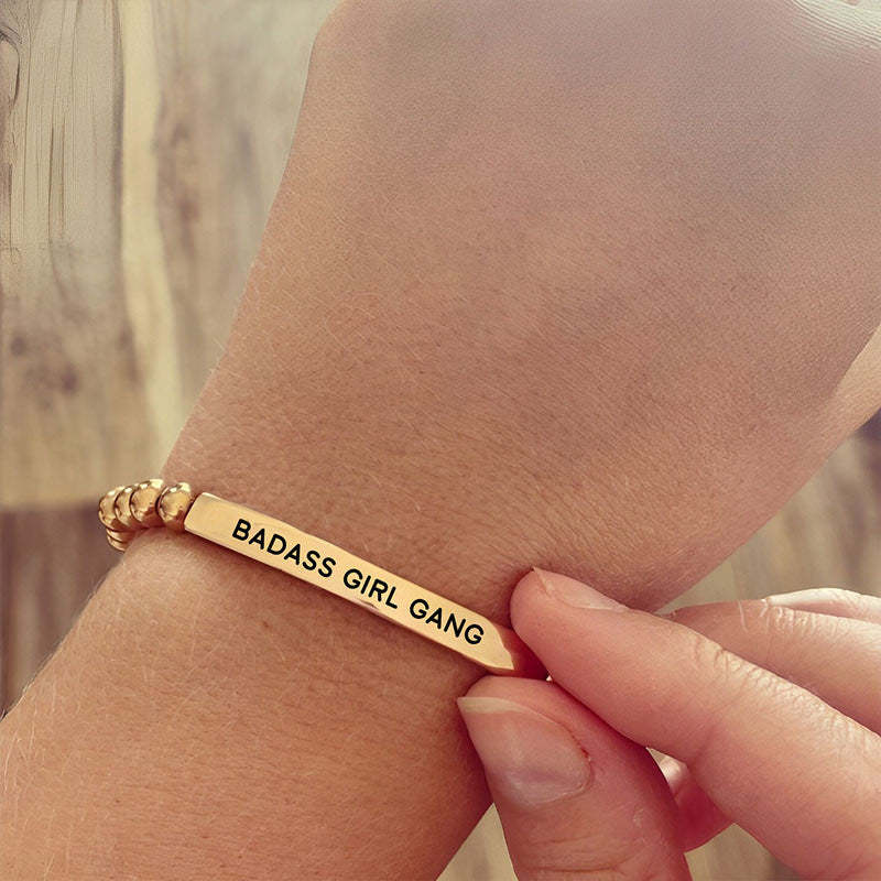 For Friend - Thank You For Being A Part Of My Badass Girl Gang Bead Lettering Bracelet