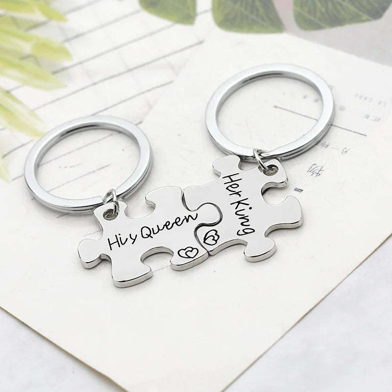 For Love - Her King And His Queen Couple Keychain-37bracelet