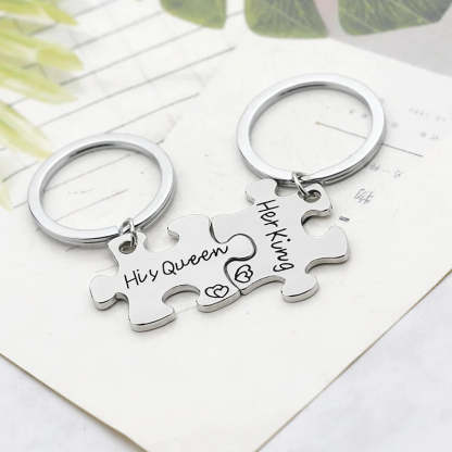 For Love - Her King And His Queen Couple Keychain-37bracelet