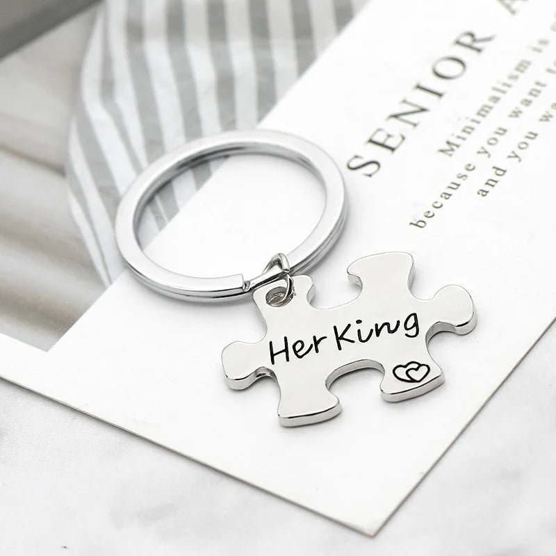 For Love - Her King And His Queen Couple Keychain-37bracelet